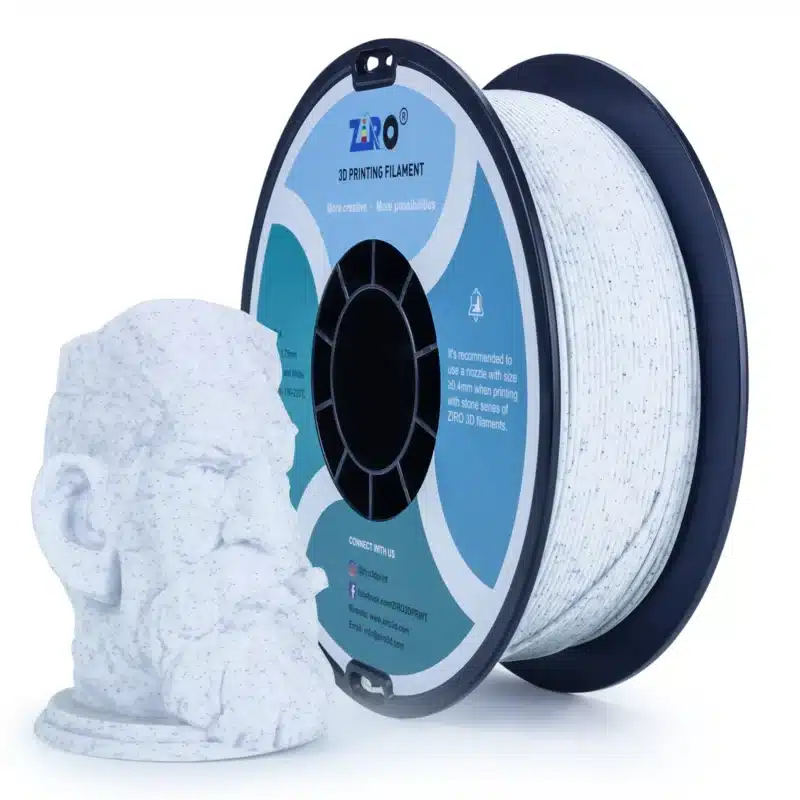 Stone PLA Blue and White filament 1.75 mm – ZIRO sa 3D bistom u teksturi kamena i plavim tačkicama
