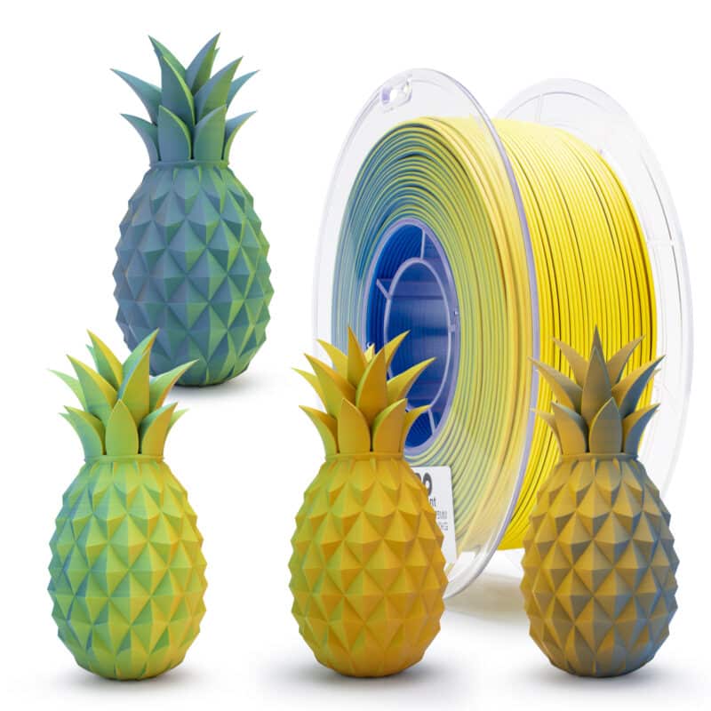 ZIRO tri-color matte pla sunbeam forest filament prečnika 1.75 mm sa mat završnicom i prelivima zelene i žute boje za dekorativnu 3D štampu.