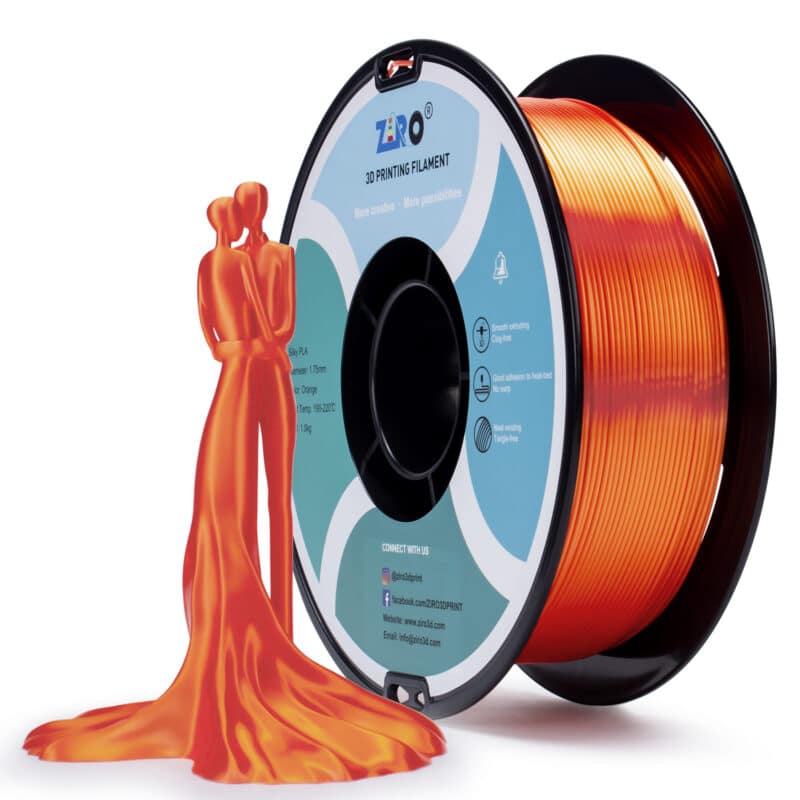 ZIRO Silk PLA Orange filament u jarkoj narandžastoj boji prečnika 1.75 mm sa svilenkastim odsjajem